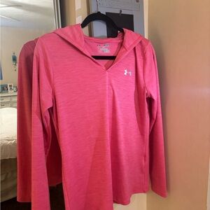 Under Armour pink Pullover with hood. Size medium